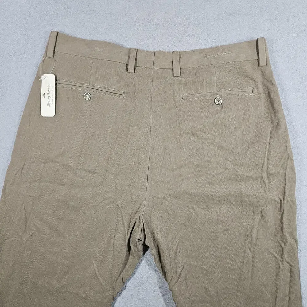 Tommy‎ Bahama Pants Mens 36x32 Silk Rayon Pleated Grayston Caribou Brown NWT